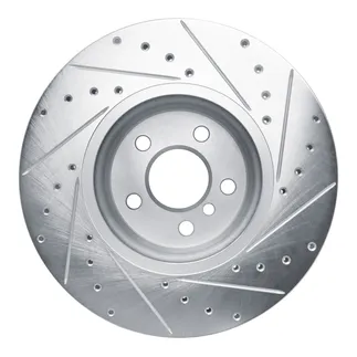 R1 Concepts EDZ-31171L Brake Rotor Drilled and Slotted Silver